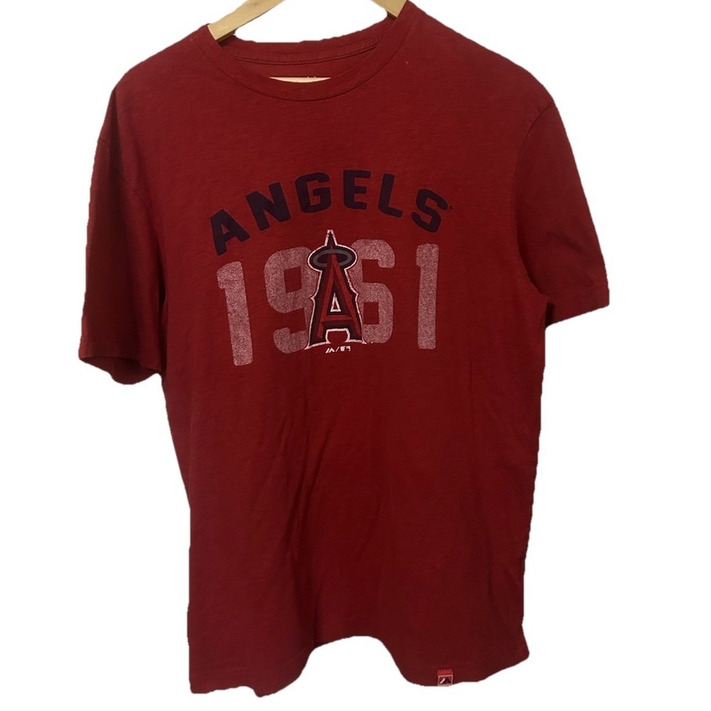 Los Angeles Angels 1961 California Angels Men's Size M Majestic Red Shirt-478
